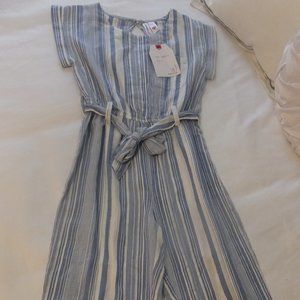 Girls Striped Wide Leg Crop Jumpsuit - Size 8